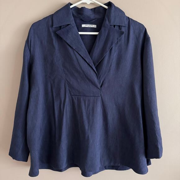 M.M. Lafleur The Allie Top Stretch Linen Blouse in Blueberry Extra Small NO BELT - Picture 1 of 6